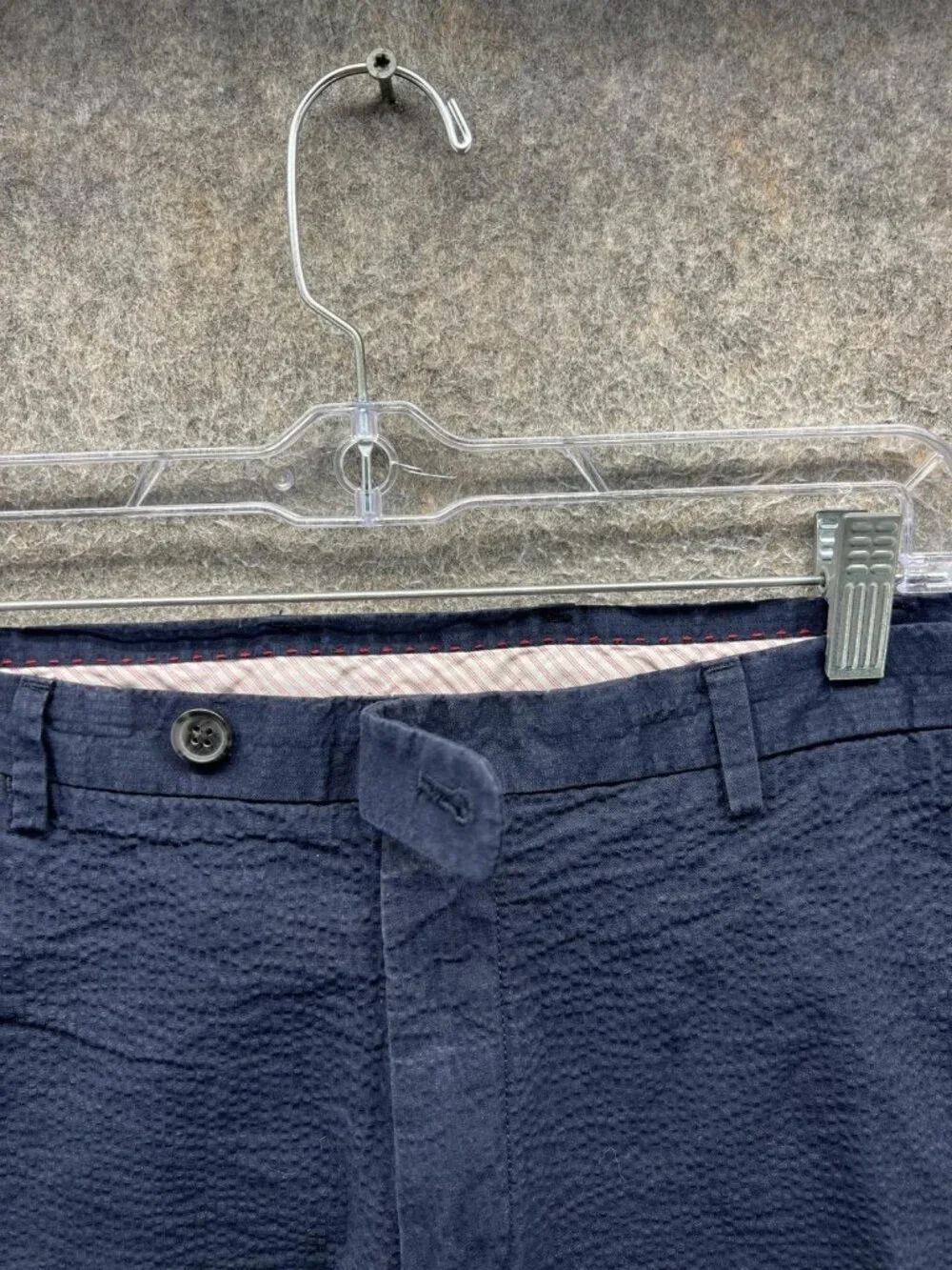 Brooks Brothers Pants Men 36x30 Blue Red Fleece Seersucker Chino Flat Front